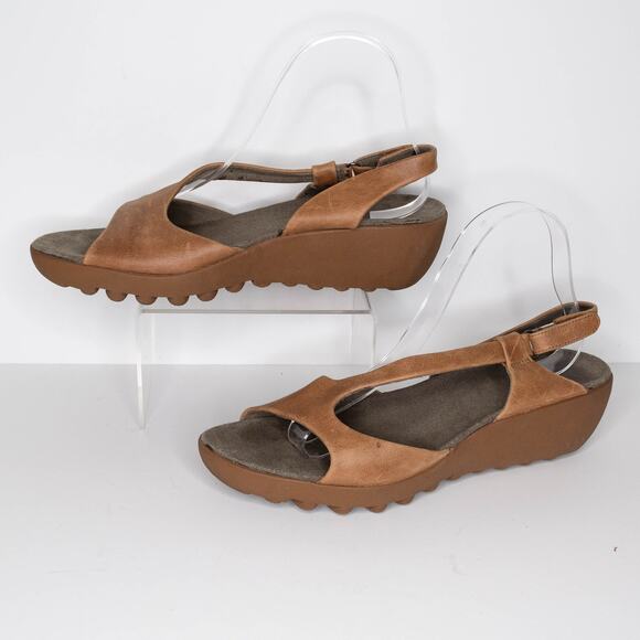 Tsubo Women's Oivit Open Toe Wedge Sandals Leather Tan Size 8.5 | AR - Picture 2 of 6